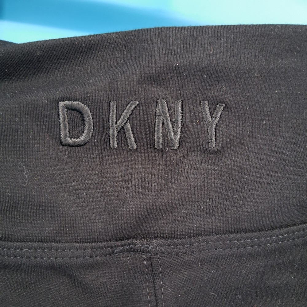 DKNY Sport Leggings Womens M Black High Rise Logo Activewear DP332209WL Pants